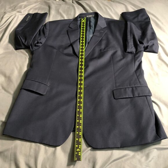 Pronto Uomo Mens Blazer Jacket 48R 100% Wool Double Button Formal Workwear Blue - Picture 8 of 16